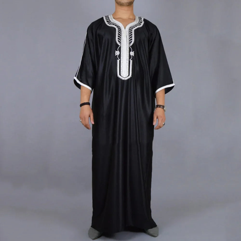 New 2025 Muslim Men Abaya Arabic Islamic Clothing Loose Shirt Robe Jubba Thobe