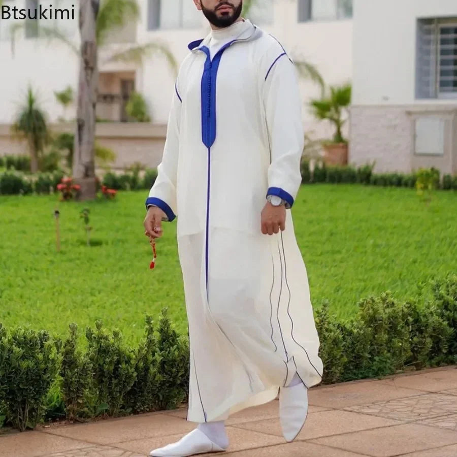 New 2025 Muslim Men Abaya Arabic Islamic Clothing Loose Shirt Robe Jubba Thobe