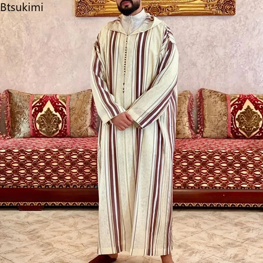 New 2025 Muslim Men Abaya Arabic Islamic Clothing Loose Shirt Robe Jubba Thobe