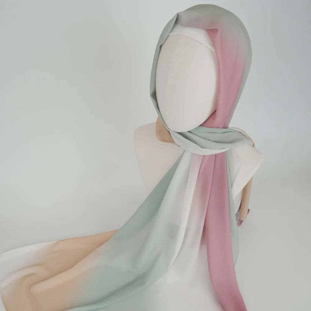 New Gradient Tie-dye Chiffon Scarf Hijabs for Women