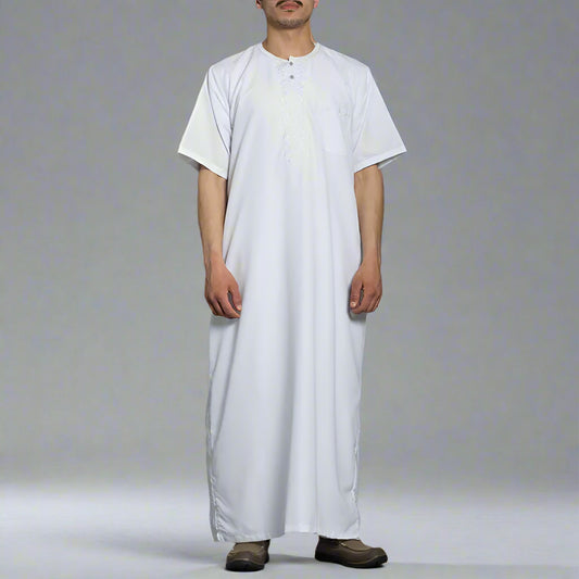 Mens Jubba Thobe Islamic Kaftan Solid Colour