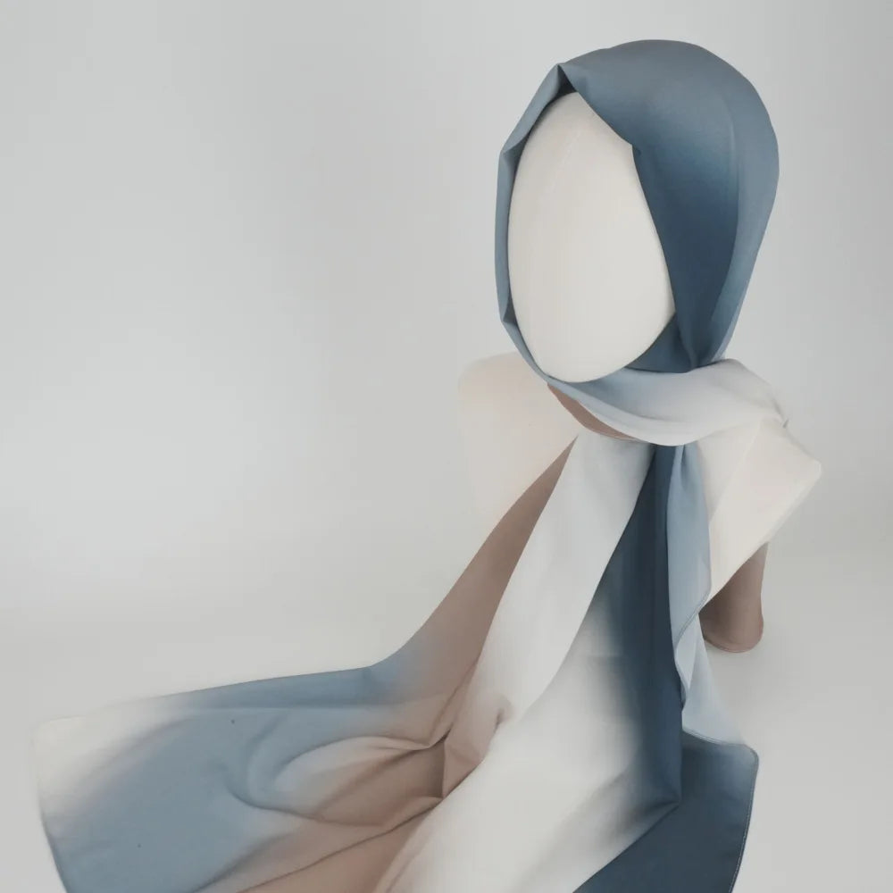 New Gradient Tie-dye Chiffon Scarf Hijabs for Women