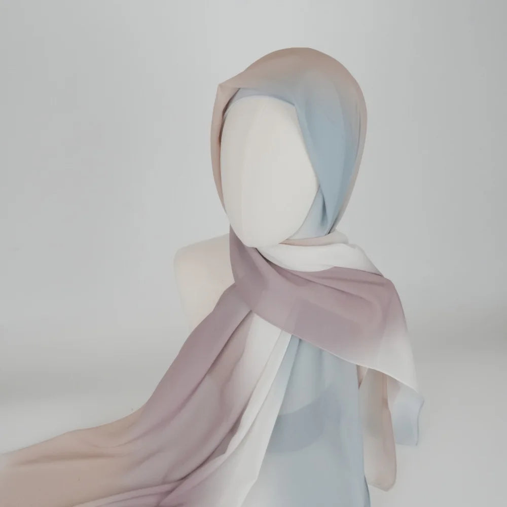 New Gradient Tie-dye Chiffon Scarf Hijabs for Women