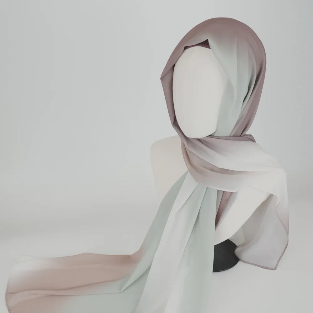 New Gradient Tie-dye Chiffon Scarf Hijabs for Women