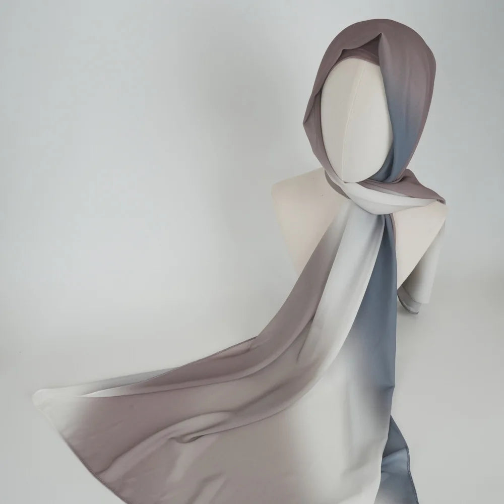 New Gradient Tie-dye Chiffon Scarf Hijabs for Women