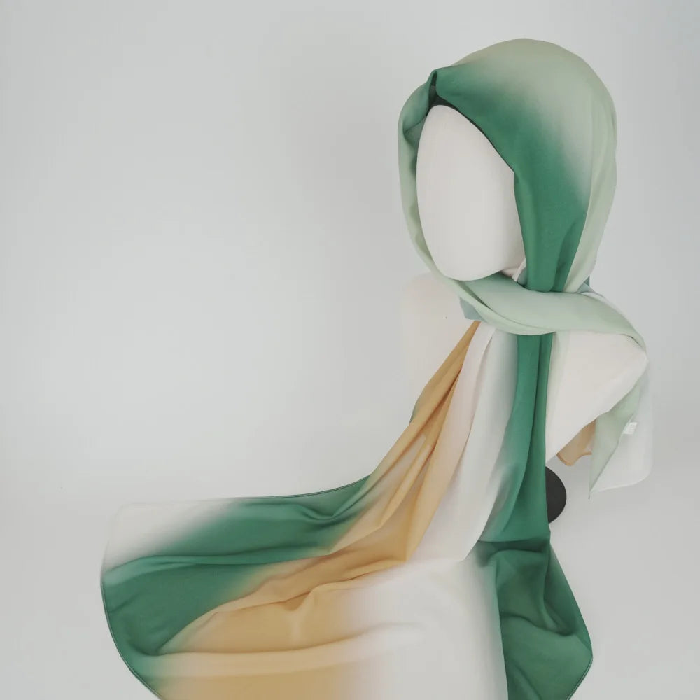 New Gradient Tie-dye Chiffon Scarf Hijabs for Women