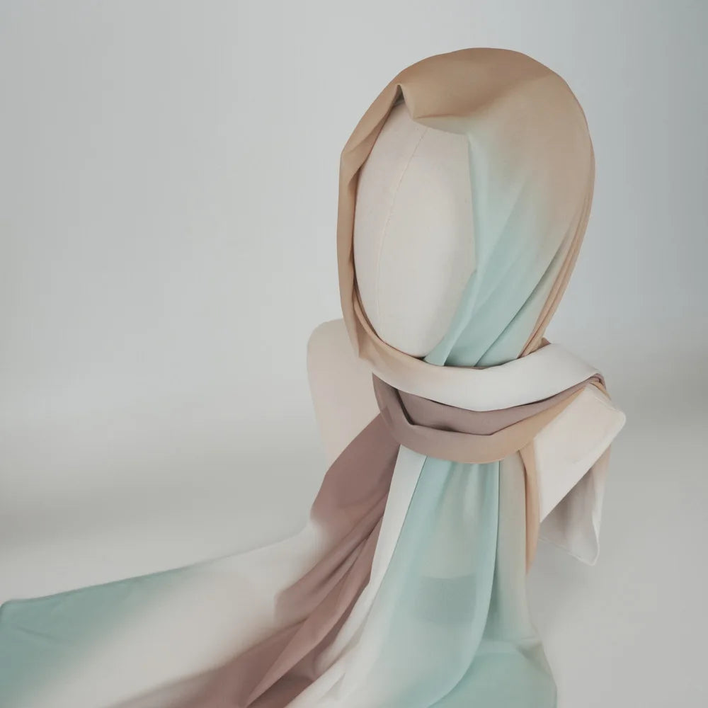 New Gradient Tie-dye Chiffon Scarf Hijabs for Women