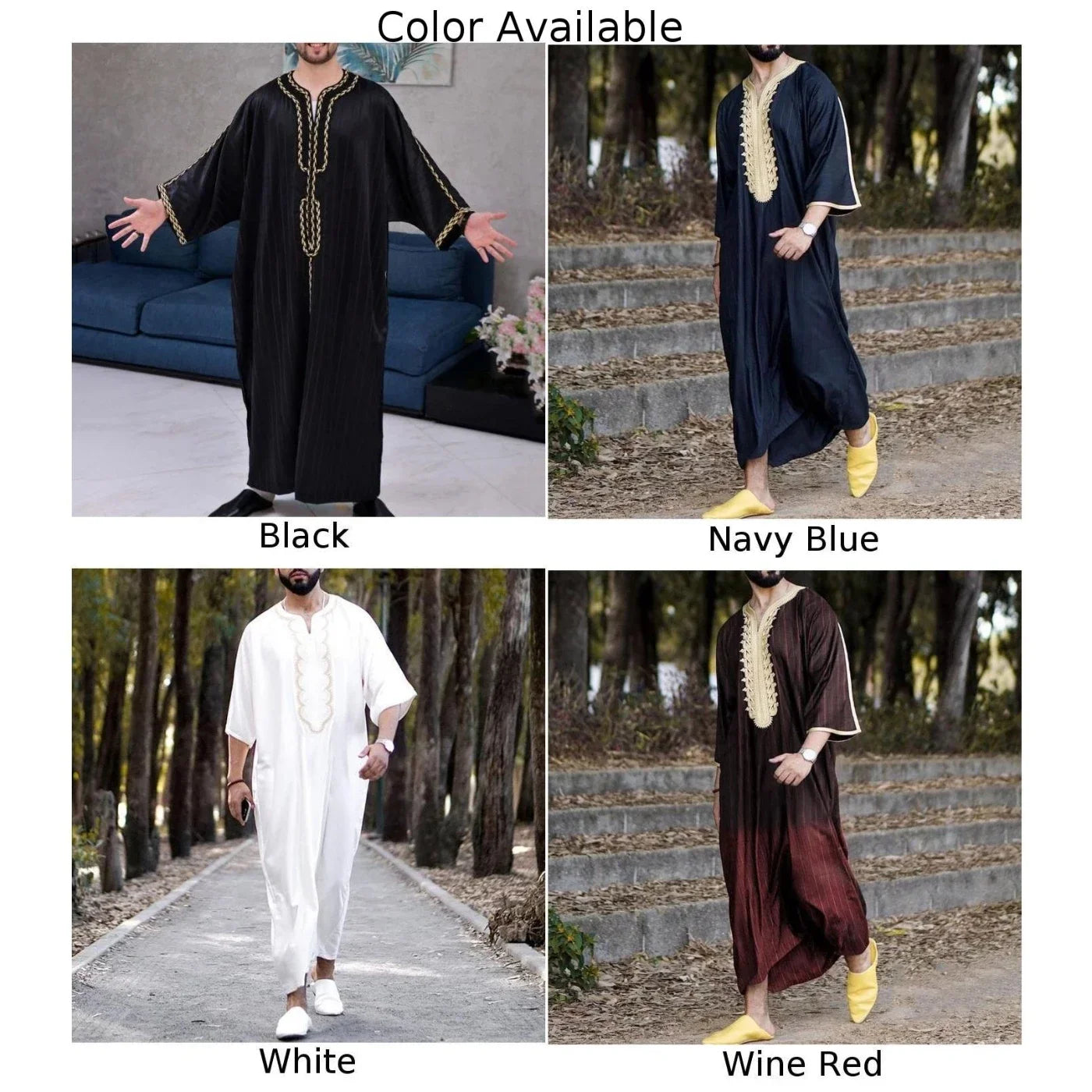 Mens Muslim Stripe Jubba Kaftan Clothing Long Sleeve